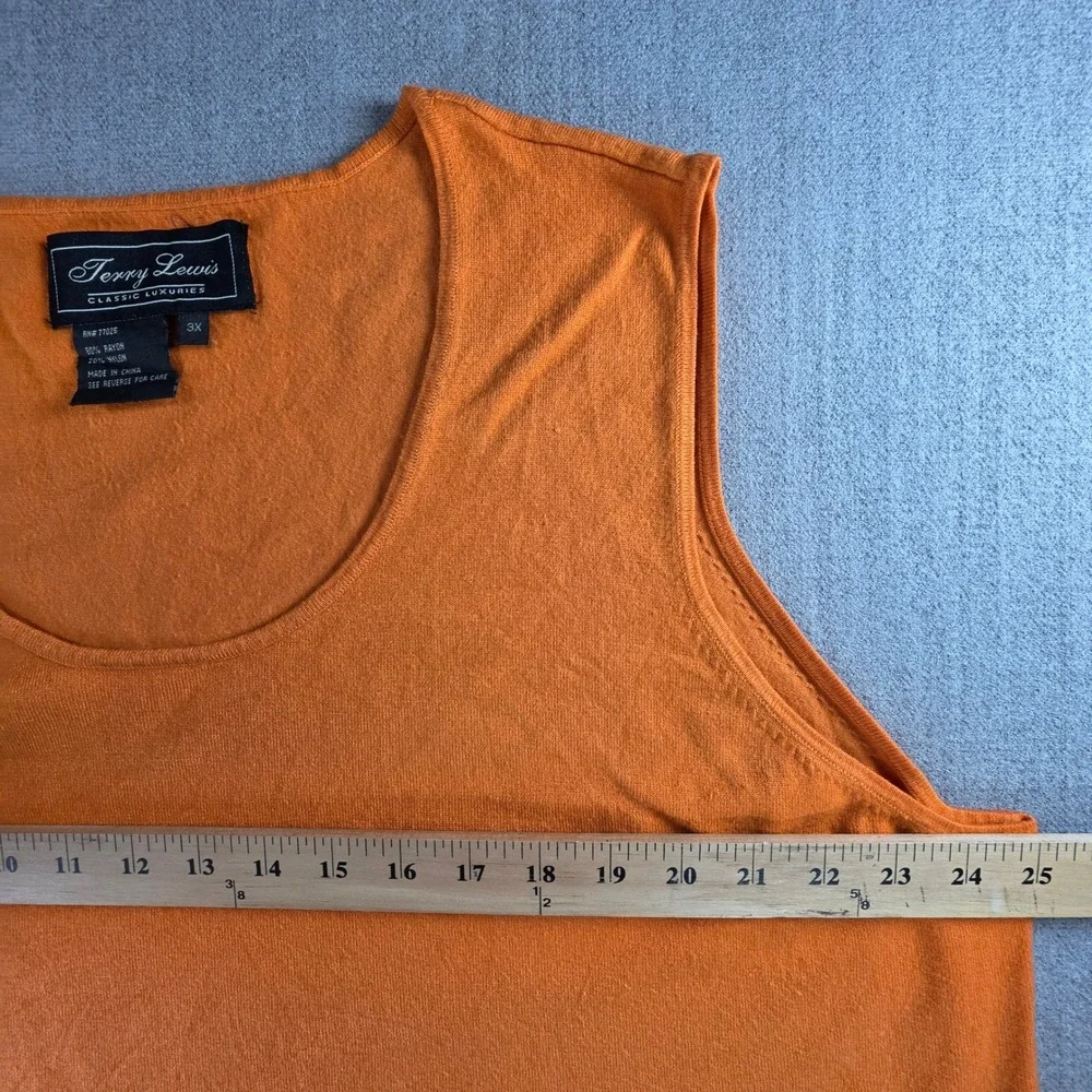 Terry‎ Lewis Knit Tank Top Women 3X Orange Rayon Blend Sleeveless Scoop Neck